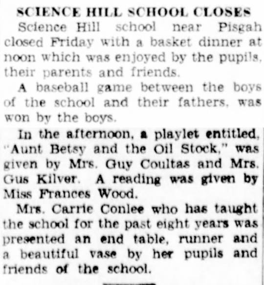 May 5, 1935 - Science Hill Article