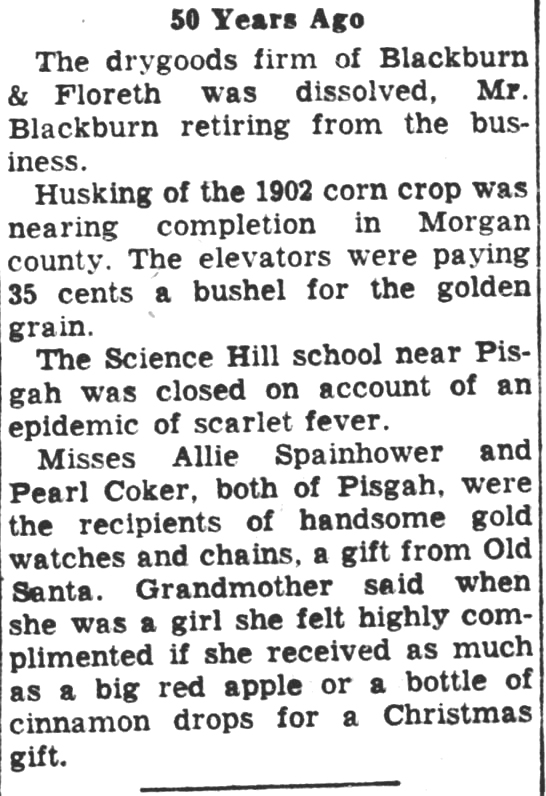 Jan 7, 1953 -Science Hill Article