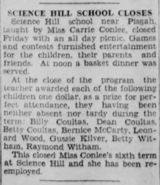 May 7, 1933 - Science Hill Article